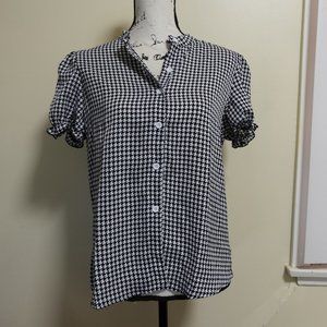 SHEIN Houndstooth Puff Sleeve Blouse